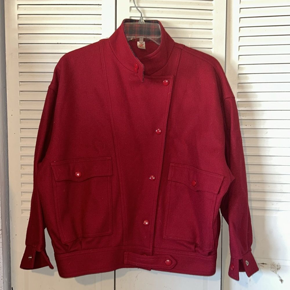 Vintage Burgundy Women's bomber jacket - Picture 2 of 7